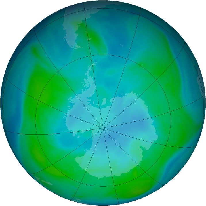 Antarctic ozone map for 20 January 2006